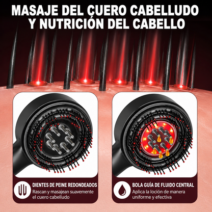 Peine de crecimiento del cabello con terapia láser, aplicador de aceite para el cabello, masajeador eléctrico para el cuero cabelludo