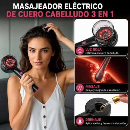 Peine de crecimiento del cabello con terapia láser, aplicador de aceite para el cabello, masajeador eléctrico para el cuero cabelludo