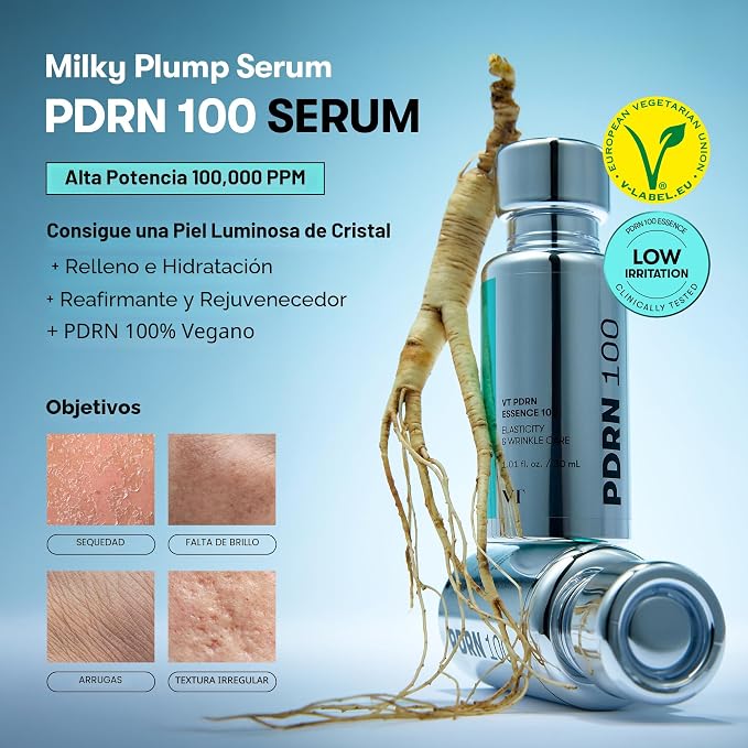 PDRN 100 Essence, suero de brillo intensivo, 100,000 ppm PDRN vegano, restauración de la piel y relleno, hidratante e hidratante, reafirmante, líneas finas, cuidado de la piel coreano