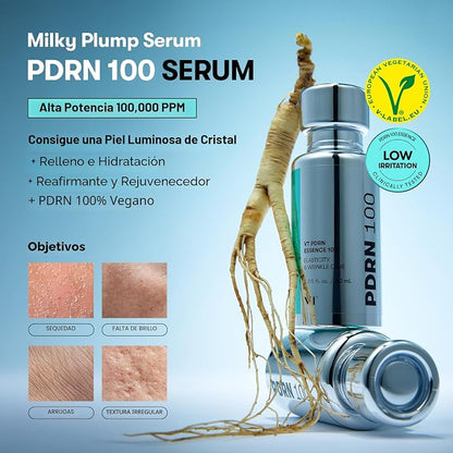 PDRN 100 Essence, suero de brillo intensivo, 100,000 ppm PDRN vegano, restauración de la piel y relleno, hidratante e hidratante, reafirmante, líneas finas, cuidado de la piel coreano