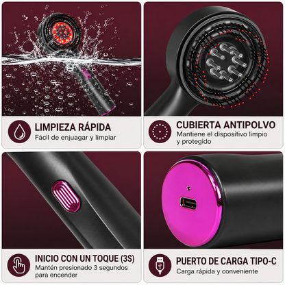 Peine de crecimiento del cabello con terapia láser, aplicador de aceite para el cabello, masajeador eléctrico para el cuero cabelludo