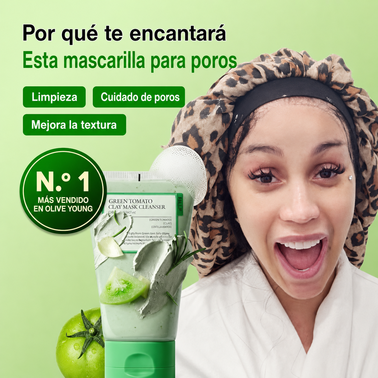 Limpiador de máscara de arcilla de tomate verde