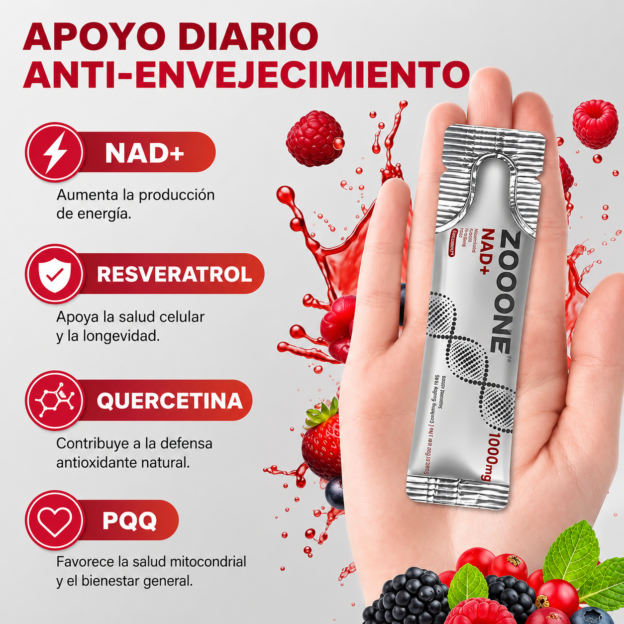zooone NAD+ 1000 mg de paquetes líquidos suplemento